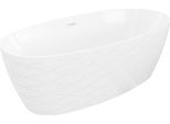 Mexen Olea Vasca Da Bagno Freestanding Motivo 170 X 80 Cm, Bianca, Troppo Pieno Bianco - 52821708000-20