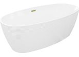 Mexen Lira Vasca Da Bagno Indipendente Modello 170 X 80 Cm, Bianca, Troppo Pieno Oro - 52831708000-50