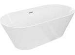 Mexen Luna Slim Vasca Da Bagno Autoportante 170 X 75 Cm, Bianca, Troppopieno Cromato - 52041707500-01