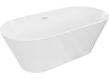 Mexen Luna Slim Vasca Da Bagno Indipendente 170 X 75 Cm, Bianca, Troppopieno Bianco - 52041707500-20