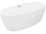 Mexen Lira Vasca Da Bagno Indipendente Modello 170 X 80 Cm, Bianca, Troppo Pieno Oro Rosa - 52831708000-60