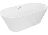 Mexen Luna Slim Vasca Da Bagno Indipendente 170 X 75 Cm, Bianca, Troppopieno Dorato - 52041707500-50