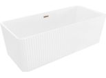 Mexen Nila Vasca Da Bagno Autoportante Rigata 170 X 75 Cm, Bianca, Troppo Pieno Oro Rosa - 52841708000-60