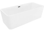 Mexen Nila Vasca Da Bagno Freestanding Scanalata 170 X 75 Cm, Bianca, Troppo Pieno Nero - 52841708000-70