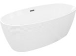 Mexen Lira Vasca Da Bagno Freestanding Modello 170 X 80 Cm, Bianca, Troppopieno Gun Gray Spazzolato - 52831708000-66