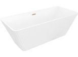 Mexen Tava Vasca Da Bagno Freestanding Rigata 170 X 75 Cm, Bianca, Troppo Pieno Rame Spazzolato - 52851707500-65