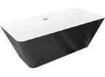Mexen Tava Vasca Da Bagno Freestanding Rigata 170 X 75 Cm, Bianca/Nera, Troppopieno Cromato - 52851707575-01