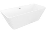 Mexen Tava Vasca Da Bagno Freestanding Rigata 170 X 75 Cm, Bianca, Troppo Pieno Cromato - 52851707500-01