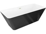 Mexen Tava Vasca Da Bagno Freestanding Rigata 170 X 75 Cm, Bianca/Nera, Troppopieno Oro Spazzolato - 52851707575-55