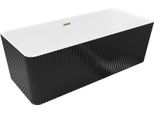 Mexen Nila Vasca Da Bagno Freestanding Scanalata 170 X 75 Cm, Bianca/Nera, Troppopieno Dorato - 52841708075-50
