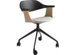 Sedia Girevole Da Ufficio Angel Cerdá In Tessuto Grigio Chiaro E Pvc Nero 4130