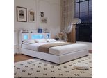 Unboxg Letto Imbottito 140×200 Con Prese Di Corrente E Illuminazione A Led, Letto Matrimoniale Con Testata E Contenitore Idraulico, Struttura Letto Con Rete A Doghe, Letto Per Ragazzi 140×200, Pu, Bianco