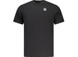 T-Shirt Da Uomo Nera A Maniche Corte Con Scollo Rotondo E Logo Applicato