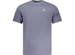 T-Shirt Da Uomo A Maniche Corte Blu Con Logo E Applicazione, Scollo Rotondo