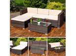 Mucola Mobili Da Giardino 5 Pz. Gruppo Salotto Giardino Set Pouf Polyrattan Nero Set Salotto Gruppo Pranzo Balcone - Marrone
