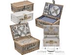 [Casa.Pro]® Cestino Da Picnic Per 2 Persone Con Borsa Termica, Posate, Stoviglie, Bicchieri - Grigio