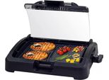 Beper 90.871 Grill Elettrico Con Coperchio In Vetro | Piastra Rivestita, Acciaio Inox, 2200 W, Bbq, 5 Impostazioni Di Temperatura, Bistecca, Grill Elettrico, Grill Elettrico