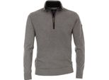 Redmond Uomo Casual Maglia Troyer Cerniera Comfort Cotone Grigio Xxl