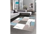 Tappeto Firmato A Quadri Blu Pastello Crema Marrone Taupe Dimensioni - 80 X 300 Cm