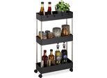 Carrello A 3 Livelli Con Ruote RD9868 Nero