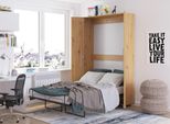 Letto A Parete Armadio Letto Teddy 120X200 Letto Verticale A Scomparsa A Parete In Rovere Artisan, Armadio Letto A Scomparsa, Armadio Con Letto A Scomparsa Integrato, Letto Funzionale Incl. Rete A Doghe
