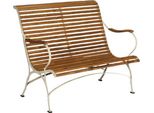 Casa Padrino Panca Da Giardino Liberty Marrone / Color Crema 107 X 80 X H. 91 Cm - Panca Da Giardino E Patio Con Schienale E Braccioli - Mobili Da Giardino E Patio Liberty