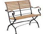 Casa Padrino Panca Da Giardino Liberty Marrone/Nero 120 X 55 X H. 90 Cm - Panca Da Giardino E Patio Con Schienale E Braccioli - Mobili Da Giardino E Patio In Stile Liberty