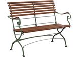 Casa Padrino Panca Da Giardino Liberty Marrone/Verde 120 X 55 X H. 90 Cm - Panca Da Giardino E Patio Con Schienale E Braccioli - Mobili Da Giardino E Patio Liberty