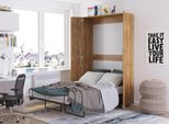 Letto A Parete Armadio Letto Teddy 120X200 Rovere Borgogna Letto Verticale A Scomparsa A Parete, Armadio Letto A Scomparsa, Armadio Con Letto A Scomparsa Integrato, Letto Funzionale Incl. Rete A Doghe