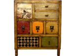 Casa Padrino Cassettiera In Stile Country Marrone / Multicolore - Mobile Artigianale In Legno Massiccio Con 8 Cassetti - Mobili In Stile Country