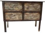 Casa Padrino Cassettiera In Stile Country Marrone Scuro Antico - Mobile Artigianale In Legno Massiccio Con 4 Cassetti - Mobili In Stile Country