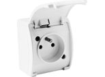 Prese Di Corrente Da Superficie Presa Di Corrente IP44 Sistema Francese + Coperchio A Cerniera 161-01 Bianco Dv