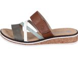 Rieker Donna Mulo Cinghie Incrociate Velcro Tacco A Zeppa V3652, Dimensione:38 Eu, Colore:Verde