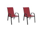 Sedia Da Esterno A 2 Posti Sedia Da Giardino Impilabile In Metallo Tessile Rosso Bordeaux