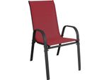 Sedia Da Esterno Sedia Da Giardino Sedia Impilabile Metallo Tessile Rosso Bordeaux