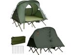 Costway Lettino Da Campeggio Rialzato Con Tenda Per 2 Persone, Tenda A Cupola Con Materasso Autogonfiabile, Copertura E Sacca Porta Scarpe, Tenda Fino A 300 Kg