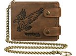 Greenland Nature Pelle Portafoglio Montenegro Rfid Wallet With Chain Eagle Marrone