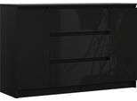 Cassettiera, Nero Opaco, Nero Lucido, 120 X 39 X 78 Cm, 2 Ante, 3 Cassetti