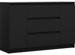 Cassettiera, Nero Opaco, 120 X 39 X 78 Cm, 2 Ante, 3 Cassetti