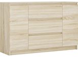 Cassettiera, Rovere Sonoma, 120 X 39 X 78 Cm, 2 Ante, 3 Cassetti