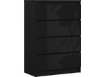 Cassettiera Con 4 Cassetti, Nero Opaco / Nero Lucido, 101 X 70 X 39 Cm