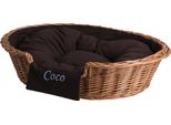 Cestino Ovale Per Cani In Vimini Con Nome 80X60 H20 Cm