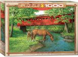 Puzzle Da 1000 Pezzi - Puzzle - Weirs - Cavalli Al Ponte + Puzzle Cornice In Alluminio Per 1000 Pezzi