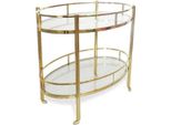 Casa Padrino Carrello Di Servizio Oro 70 X 47 X H. 77 Cm - Carrello In Acciaio Inox Con Piatti In Vetro Temperato - Accessori Per Hotel E Ristoranti