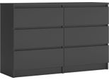 Cassettiera 6 Cassetti, Antracite, 120 Cm X 39 Cm X 78 Cm