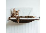 Restful Sleep | Gatto Canadese | Peluche A Pelo Lungo / Velluto | 46 X 26 X 31 Cm | Letto Per Gatti Marrone Crema Sul Termosifone