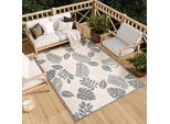 Tappeto Soggiorno Esterno Interno Camera Da Letto Design Moderno Terrazza Balcone Crema Grigio 120 X 170 Cm