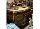 Casa Padrino Cassettiera Barocca Marrone / Oro / Multicolore / Crema - Cassettiera Fatta A Mano Con 3 Cassetti E Piano In Marmo - Mobili Barocchi