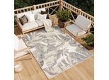 Tappeto Soggiorno Esterno Interno Camera Da Letto Design Moderno Terrazza Balcone Crema Grigio 140 X 200 Cm