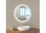 Emke Specchio Da Bagno A Led Specchio Da Bagno Con Illuminazione Rotondo 60 Cm Specchio Illuminato Dimmerabile Con Interruttore A Sfioramento Specchio Led A Risparmio Energetico